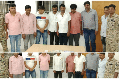 पुलिस की बड़ी कार्रवाई : जंगल में चल रहे जुए के अड्डे पर आठ जुआरी गिरफ्तार, ₹1.12 लाख की ज़ब्ती